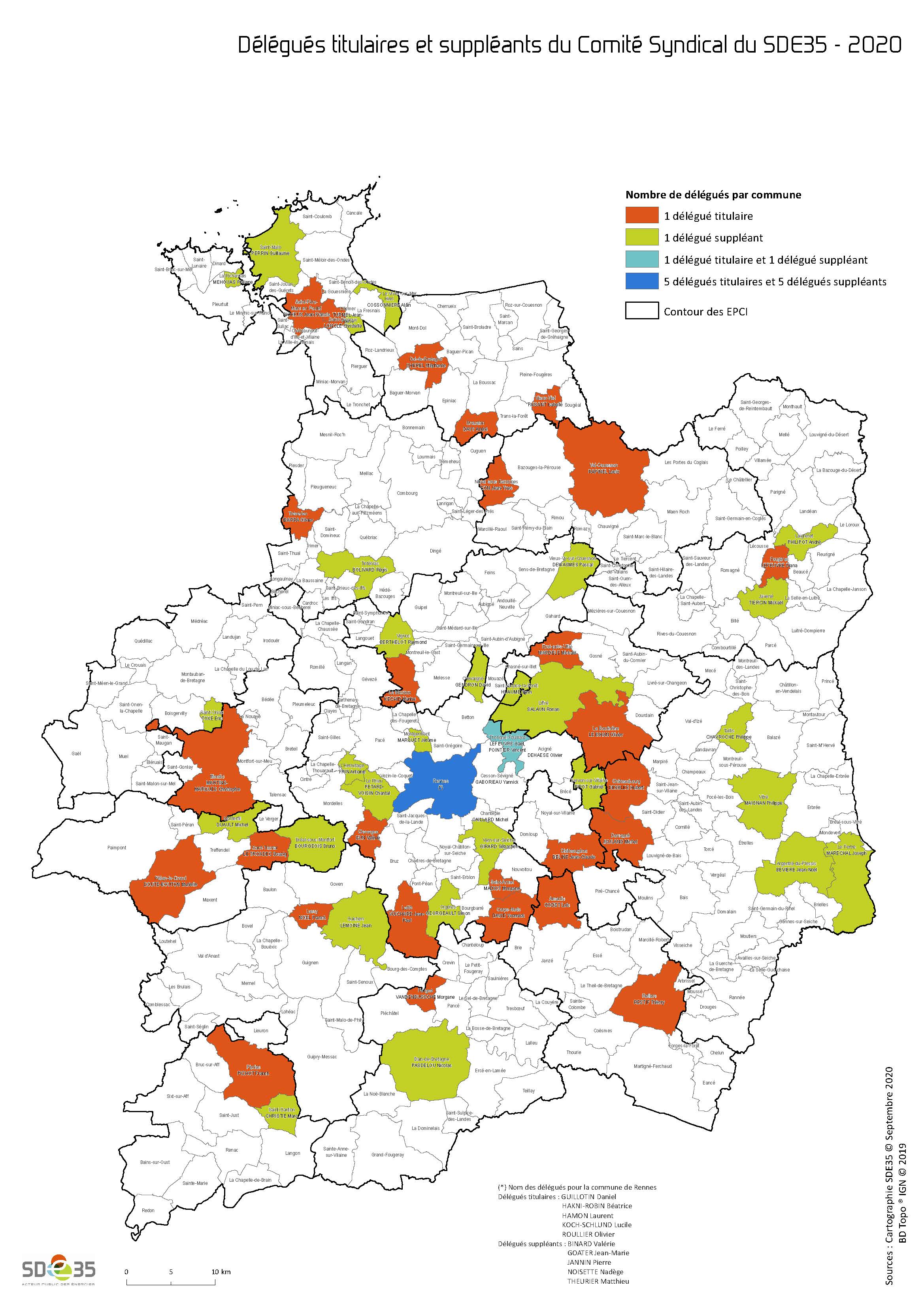Carte de répartition des délégués